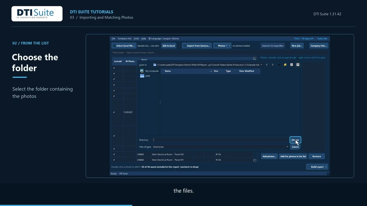 Importing and matching photos — tutorial video still